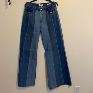 Frame Le Palazzo patchwork wide leg frame denim size 31 multi panel denim